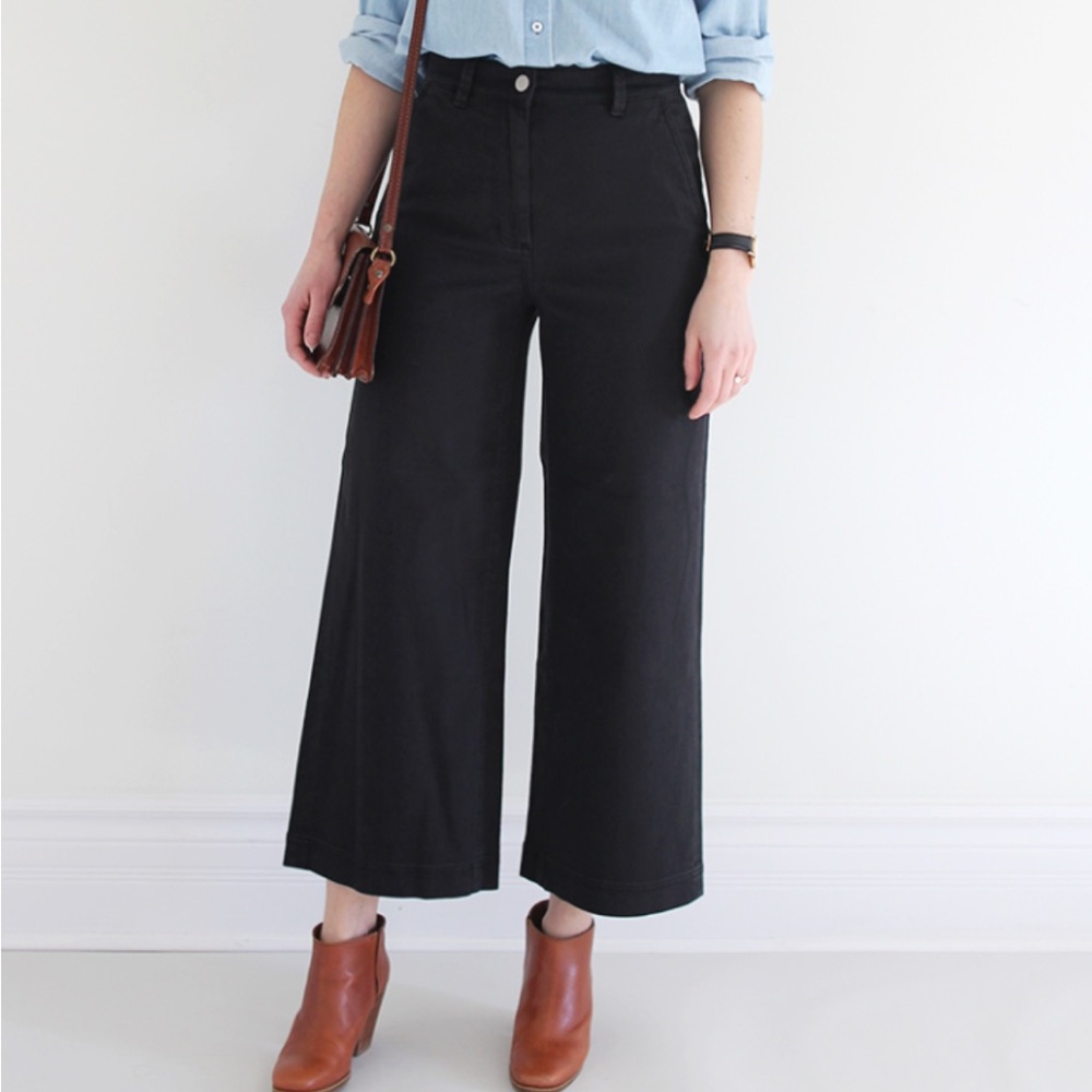 Everlane Wide Leg Cropped Highrise Black Jeans Women’s Size 10